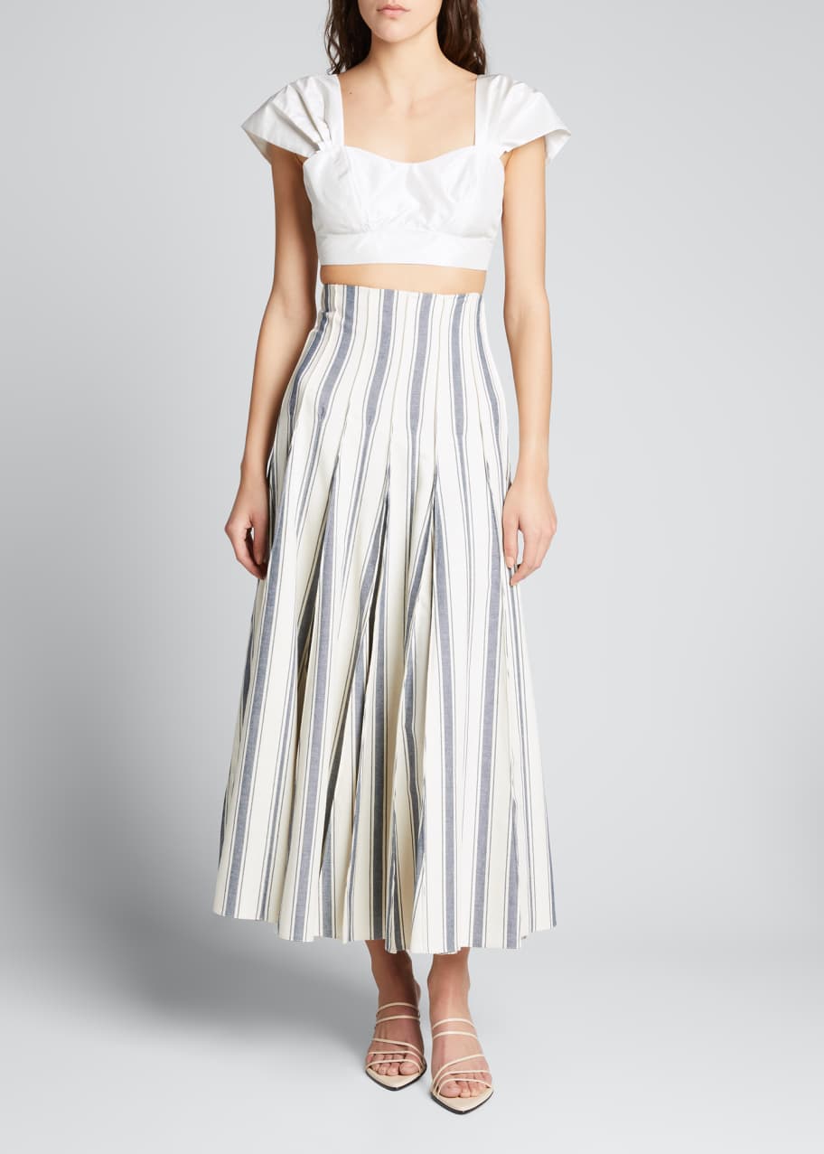 Rosie Assoulin Striped Pleated Midi Skirt - Bergdorf Goodman