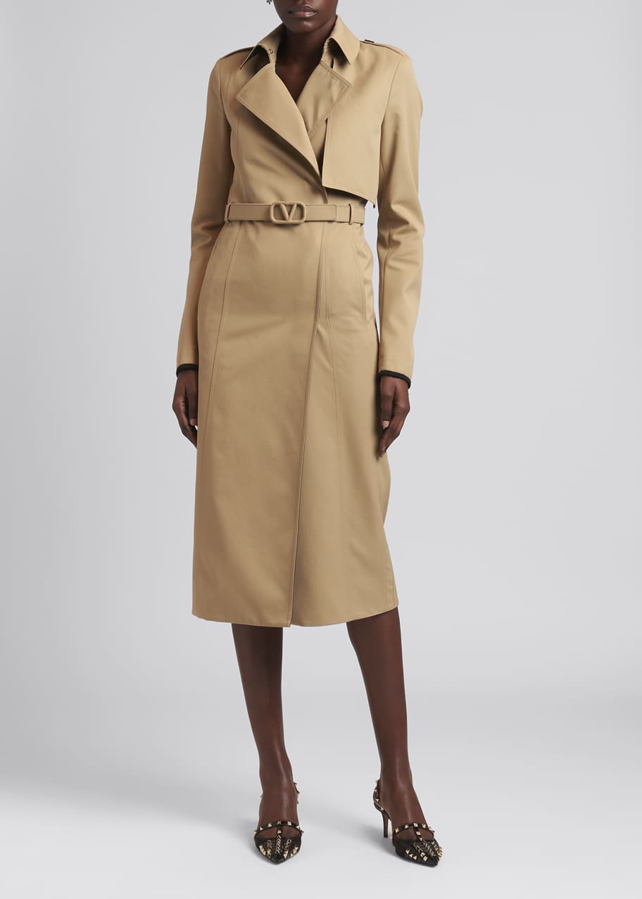 Tonal Belted Cotton Trench Coat
