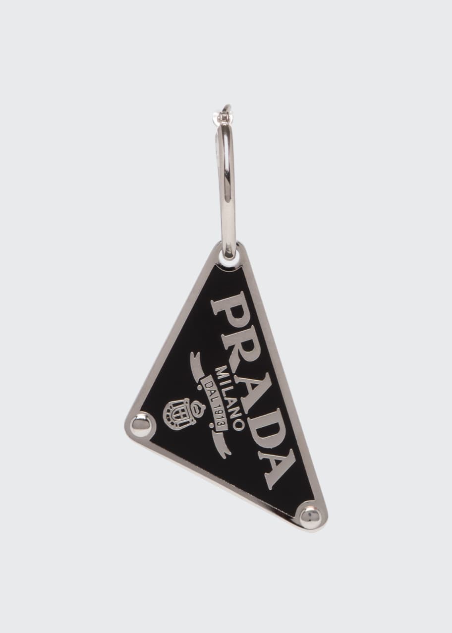 Prada Enamel Triangle Logo Hoop Earring, Right Bergdorf Goodman