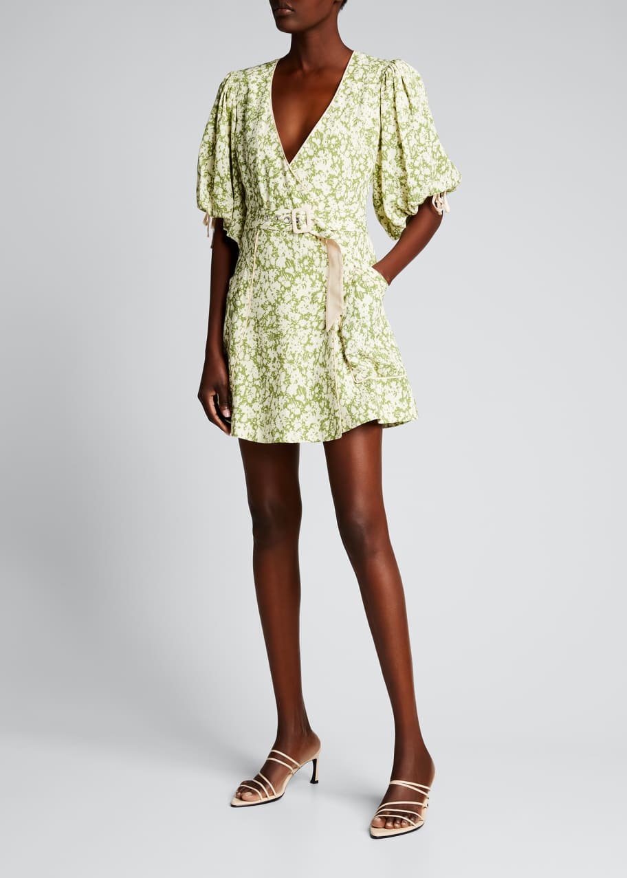 knee length dresses for ladies Zimmermann Illustration Belted Mini Dress, Multi Floral Diamond, Size 1