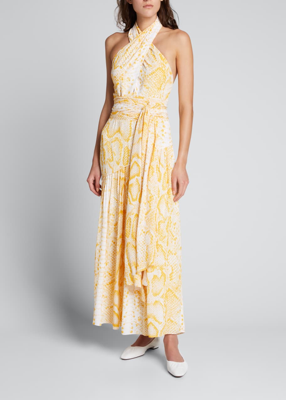 Snake Print Halter Maxi Dress