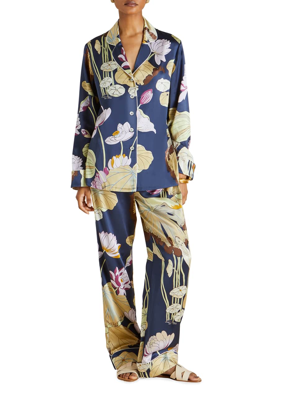 Olivia Von Halle Lila Floral Silk Pajama Set - Bergdorf Goodman