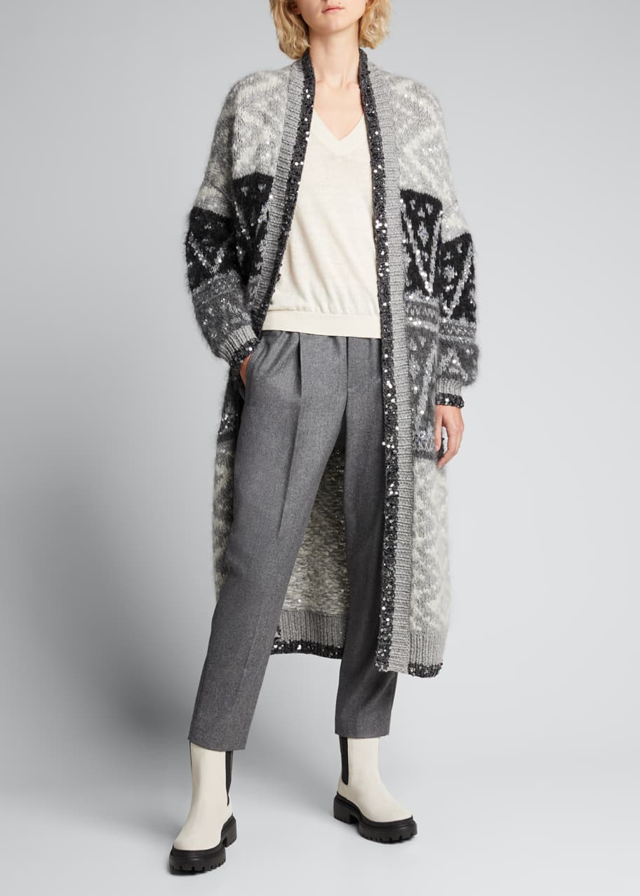 BRUNELLO CUCINELLI FLANNEL CROPPED TROUSERS WITH BELT