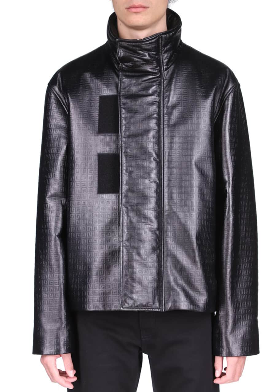Givenchy Men's 4G Embossed Light Padded Leather Jacket Bergdorf Goodman