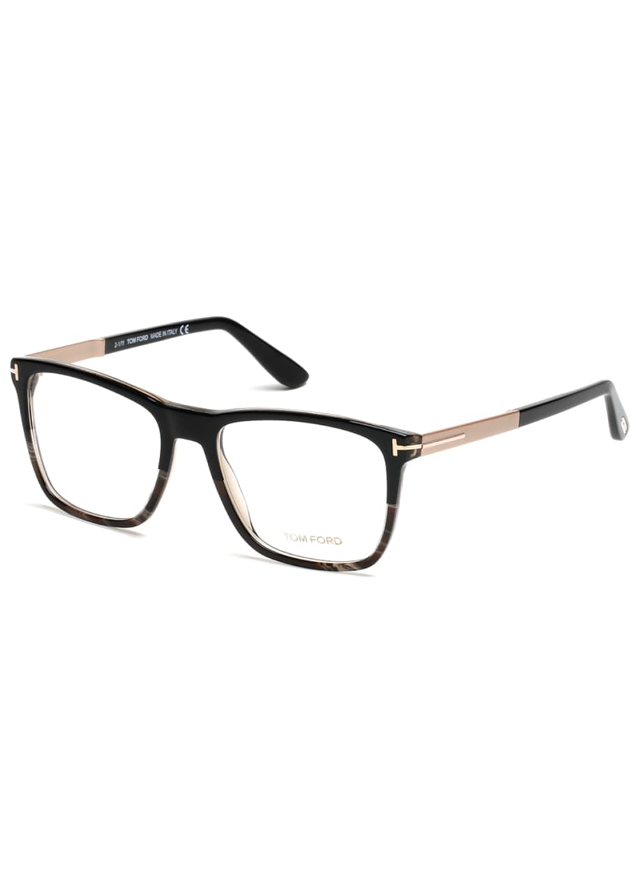 TOM FORD Square Black Horn Eyeglasses Black Rose Gold Bergdorf