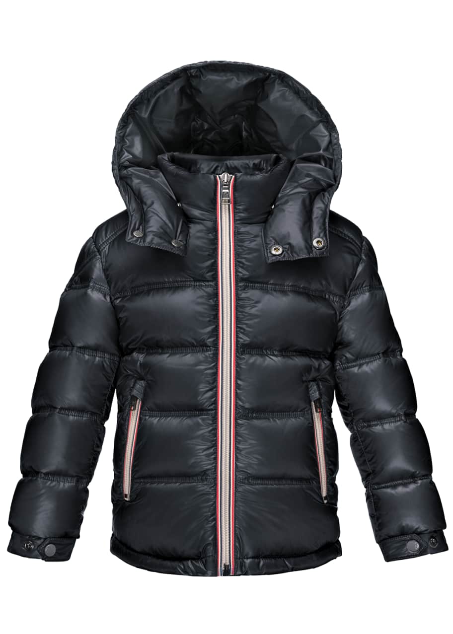 Moncler Gaston Web Trim Down Puffer Coat Navy Size 4 6