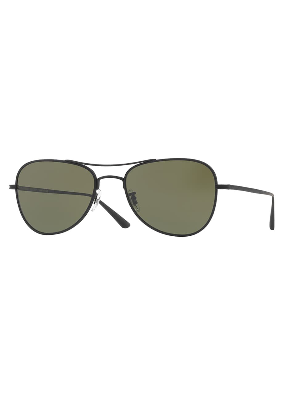 Oliver Peoples Executive Suite 53 Monochromatic Aviator Sunglasses, Black -  Bergdorf Goodman
