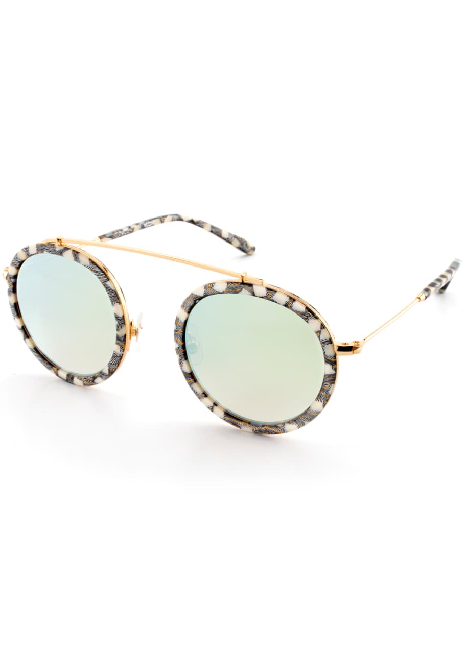 KREWE Conti Mirrored Aviator Sunglasses, Stella Pattern Bergdorf Goodman