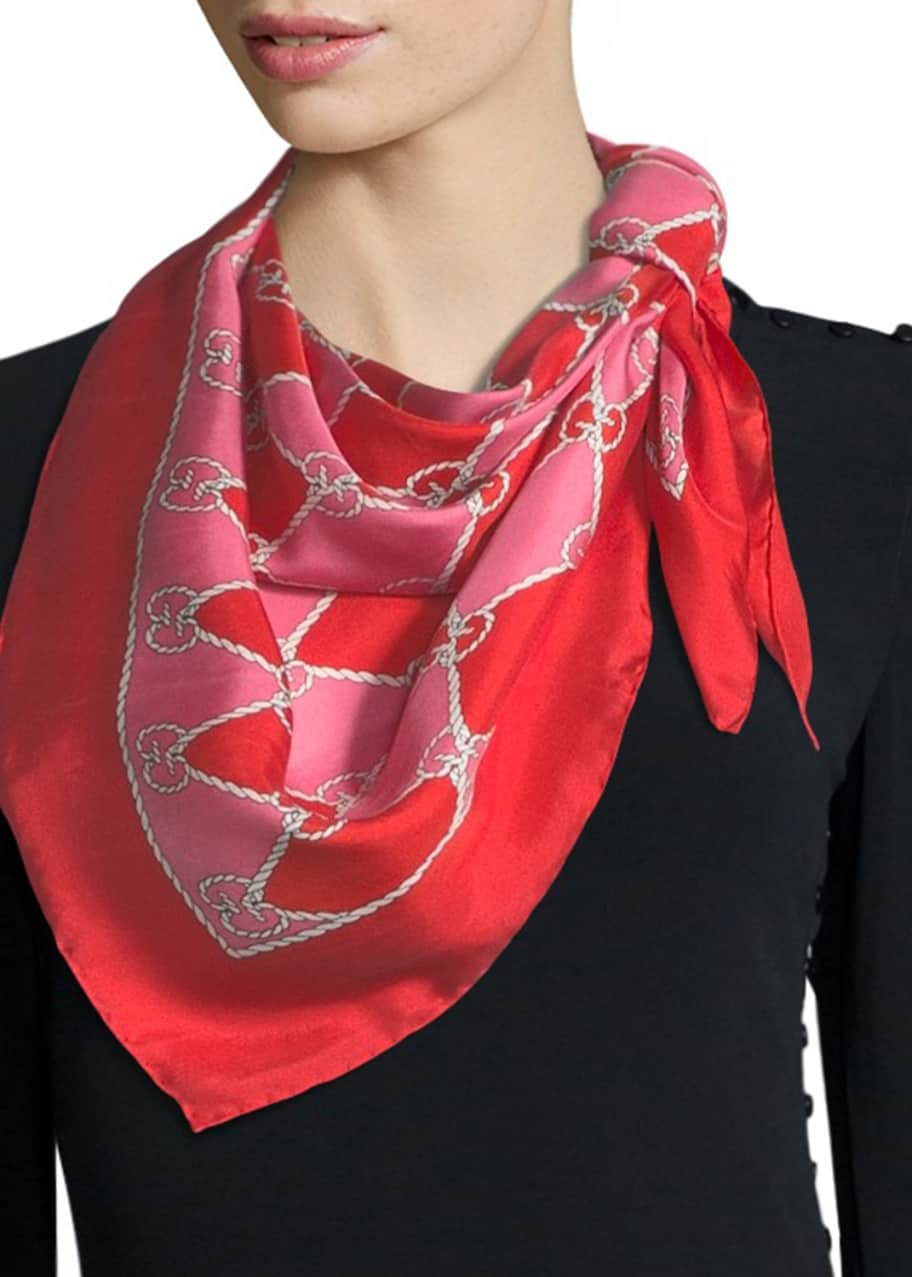 Gucci GG Rhombus Chain Silk Foulard Scarf Bergdorf Goodman