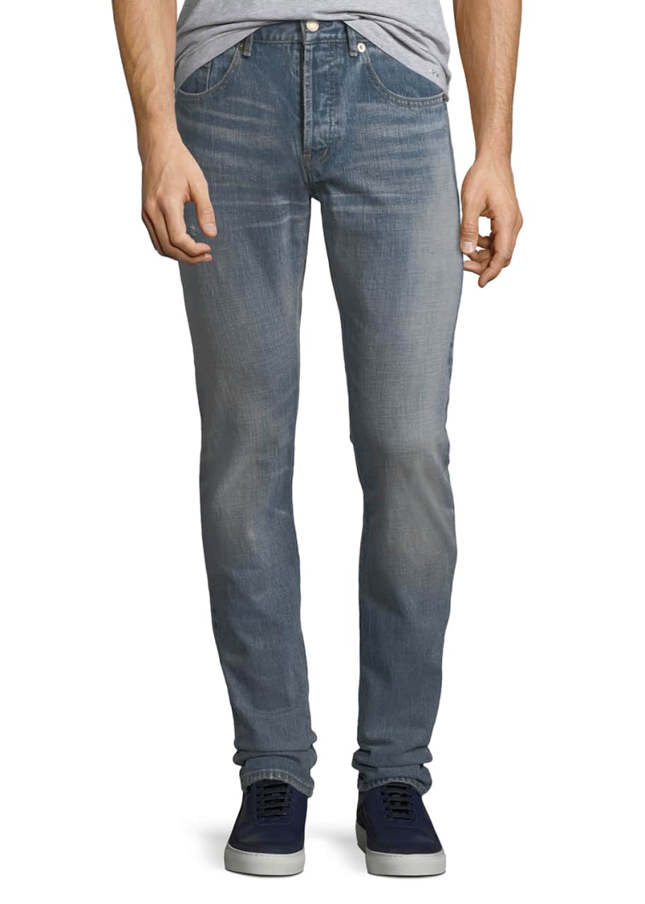 Saint Laurent Men's Slim-Fit Light-Wash Jeans - Bergdorf Goodman
