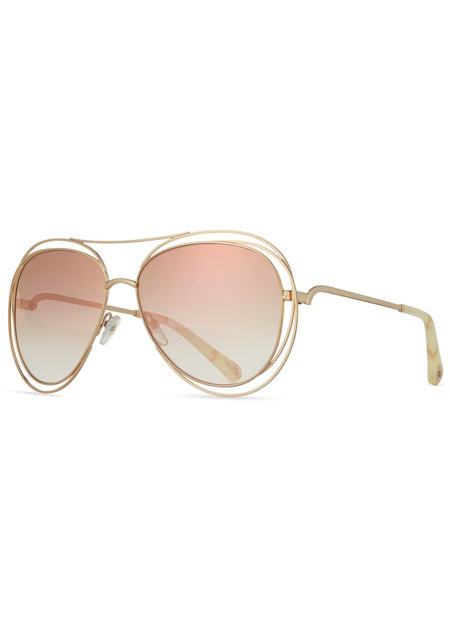 Chloe Carlina Trimmed Aviator Sunglasses Bergdorf Goodman