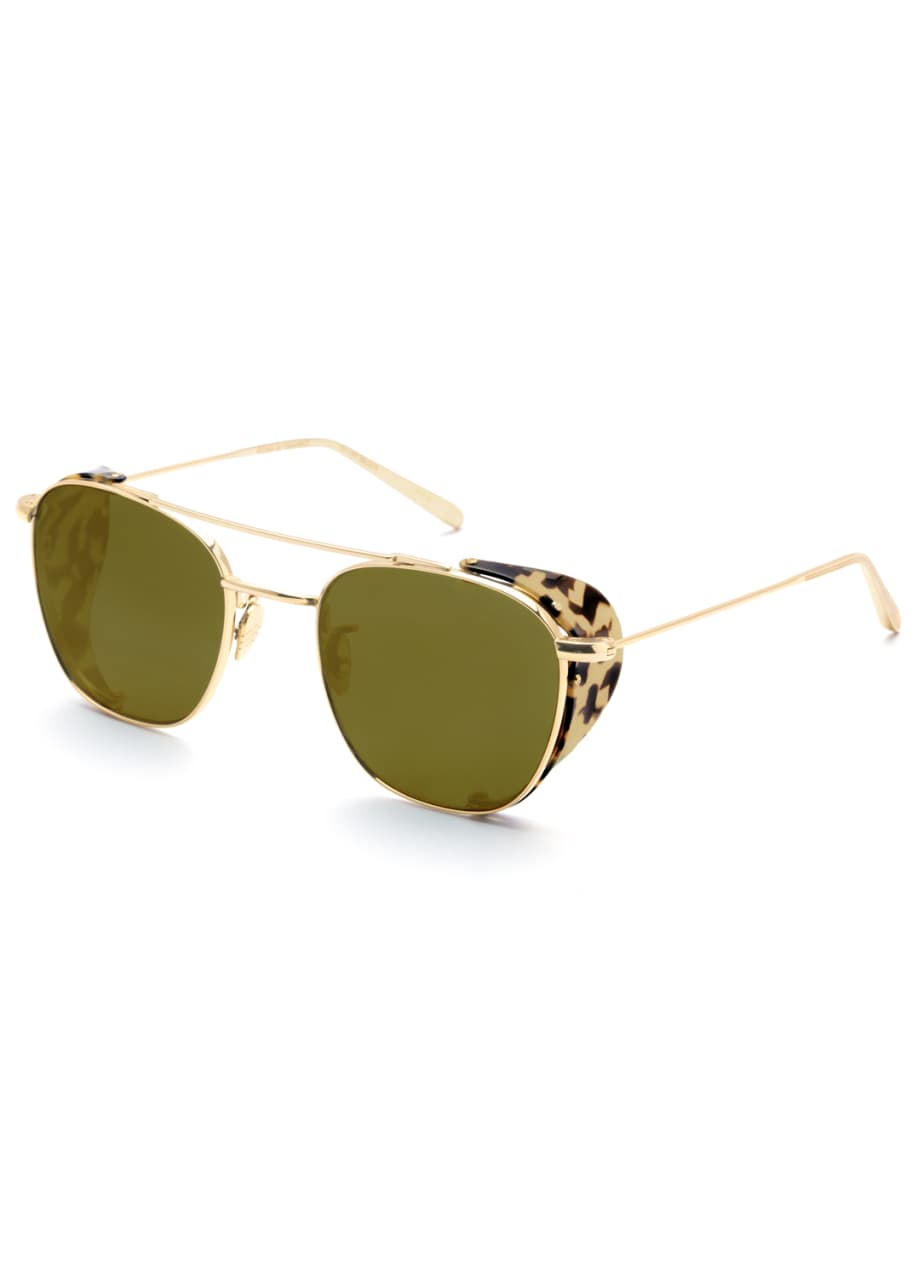 Earhart Blinker Metal Aviator Sunglasses w Side Blinders