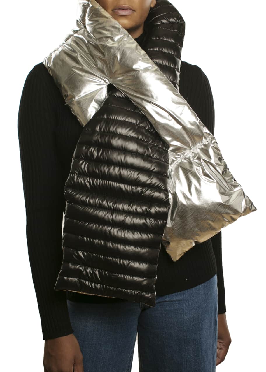 Image 1 of 1: Two-Tone Puffer Pull-Through Scarf