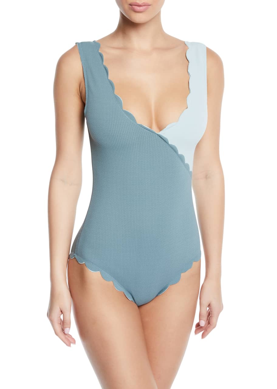Image 1 of 1: Canyon Point Scalloped Maillot One-Piece Swimsuit