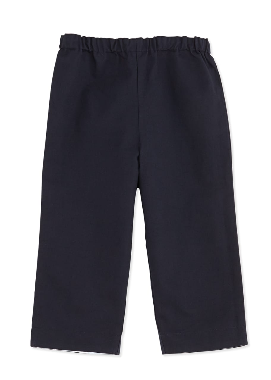 Image 1 of 1: Darcy Reversible Solid-to-Check Pants, Blue, Size 3-24 Months