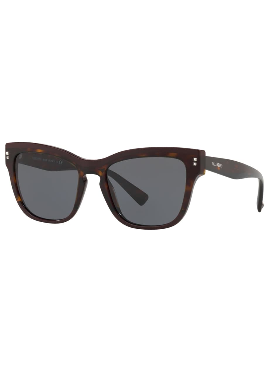 Valentino Rectangle Monochromatic Acetate Sunglasses - Bergdorf Goodman