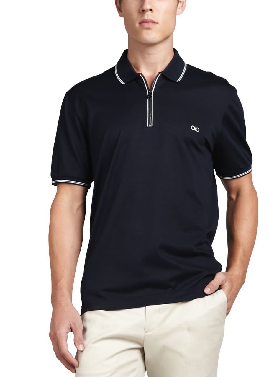 Salvatore Ferragamo Zip Polo, Blue - Bergdorf Goodman