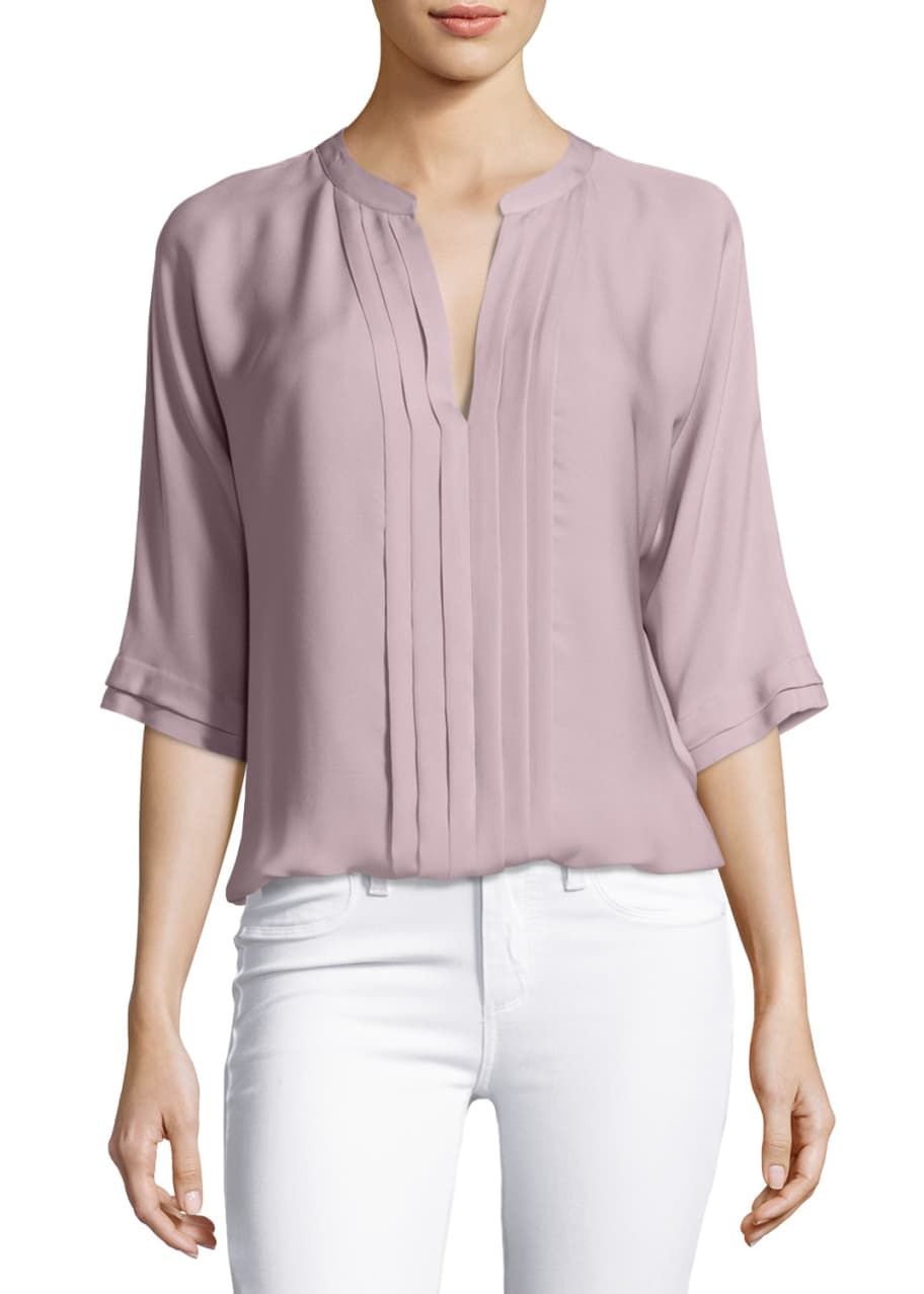 Joie Marru Pintuck-Front Silk Blouse Bergdorf Goodman
