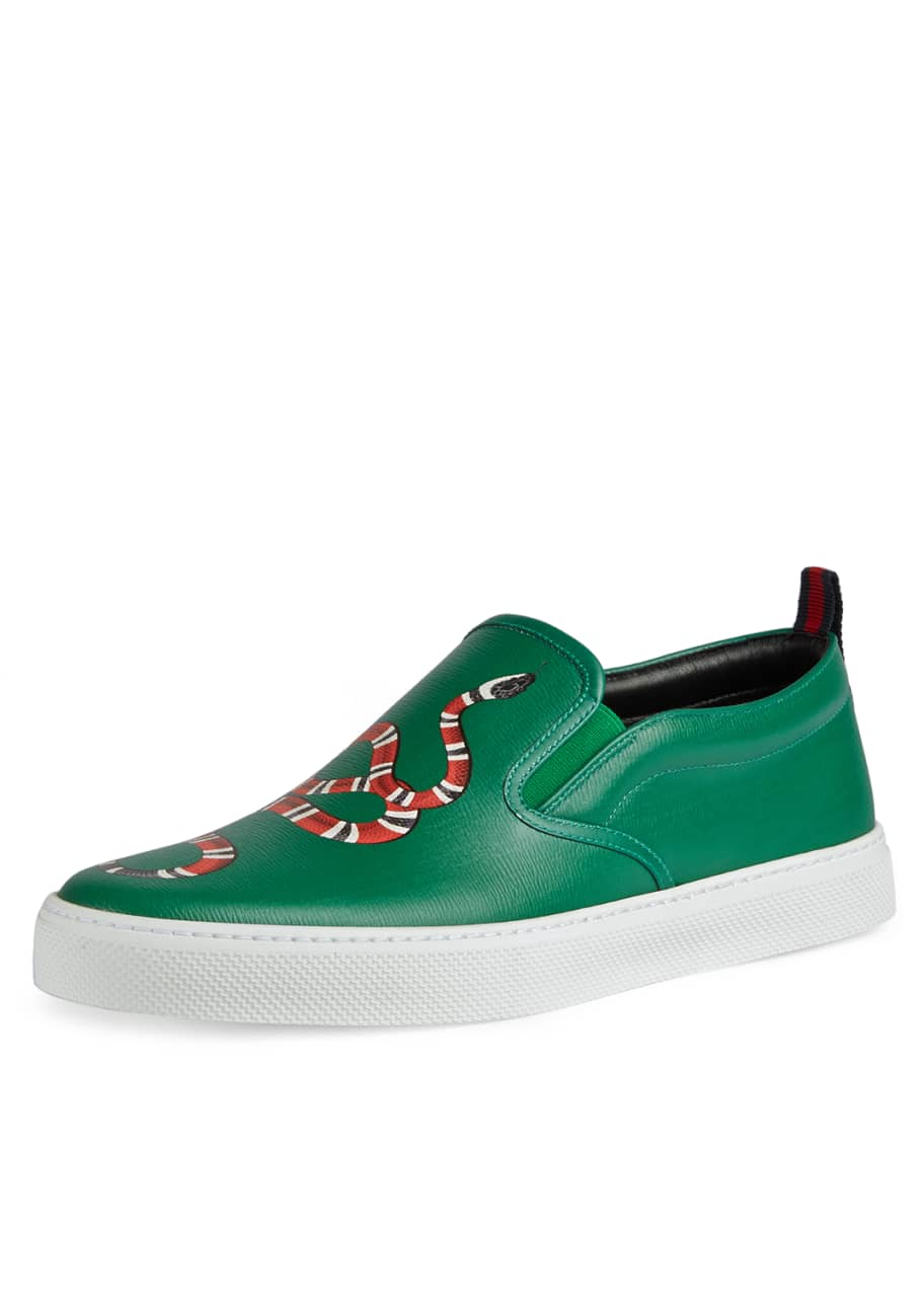 Gucci Dublin Snake-Print Leather Slip-On Sneaker - Bergdorf Goodman