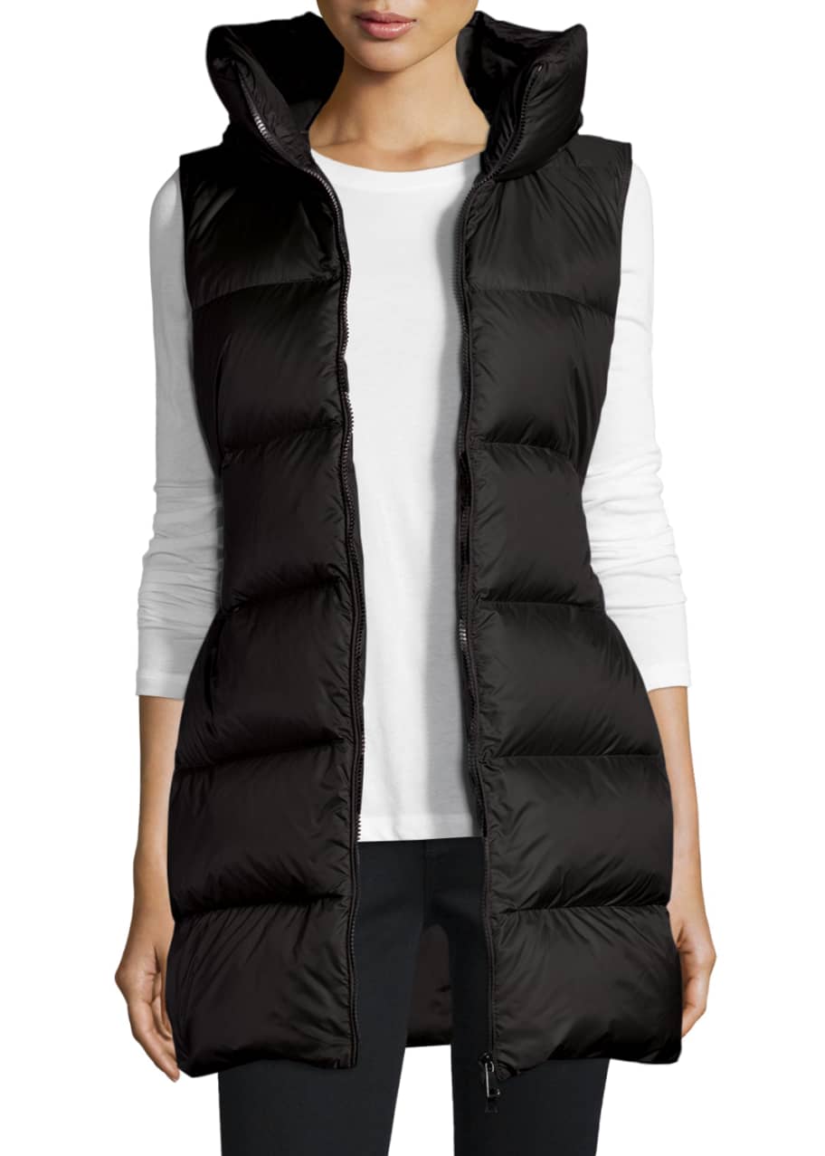 Moncler Glykeria Long Hooded Puffer Vest, Black Bergdorf Goodman