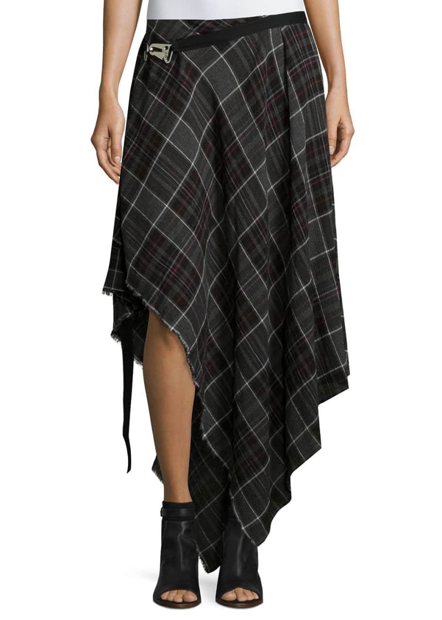 Public School Danen Asymmetric Plaid Skirt Gray Bergdorf Goodman
