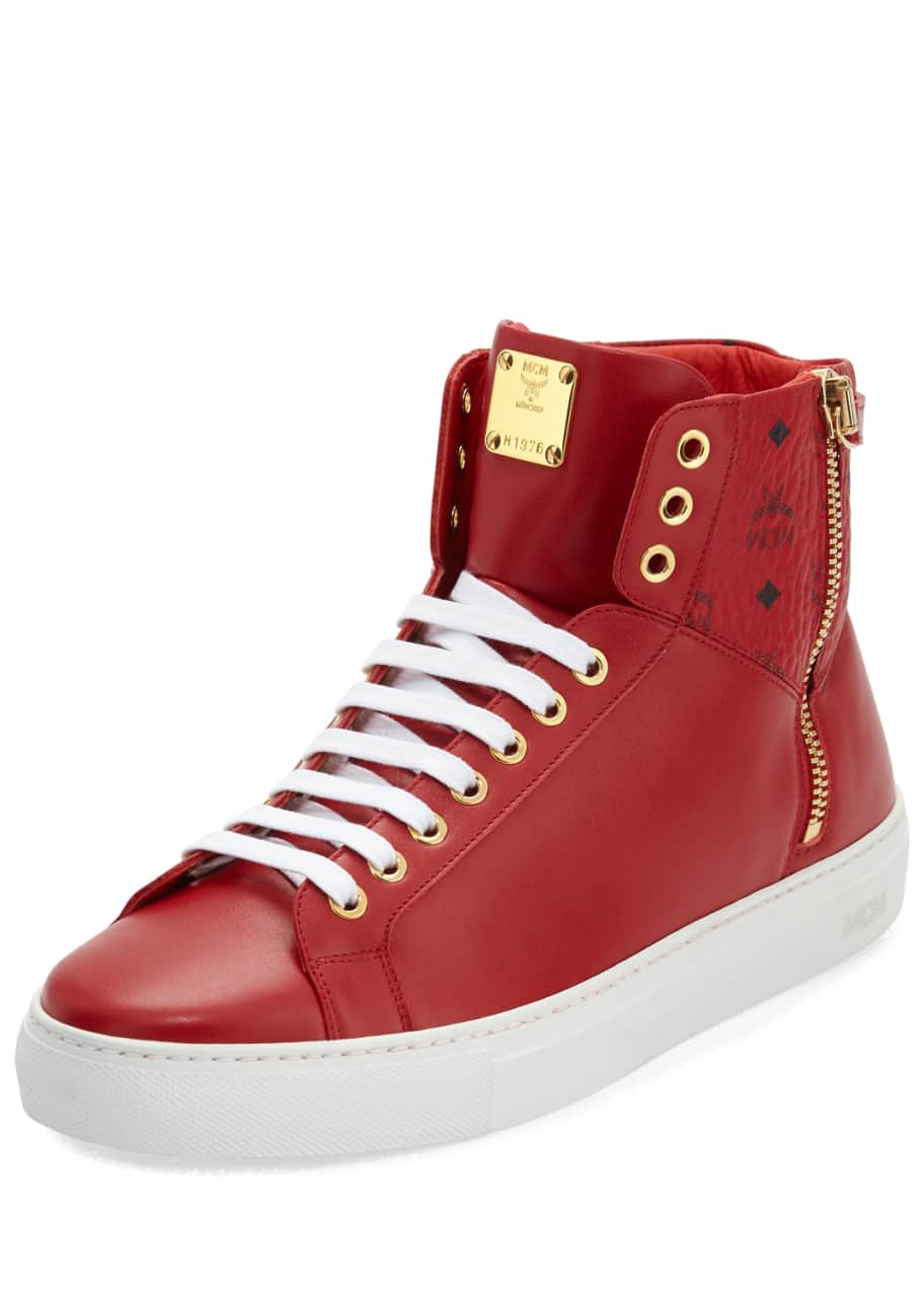 Image 1 of 1: Men's Collection Leather High-Top Sneakers
