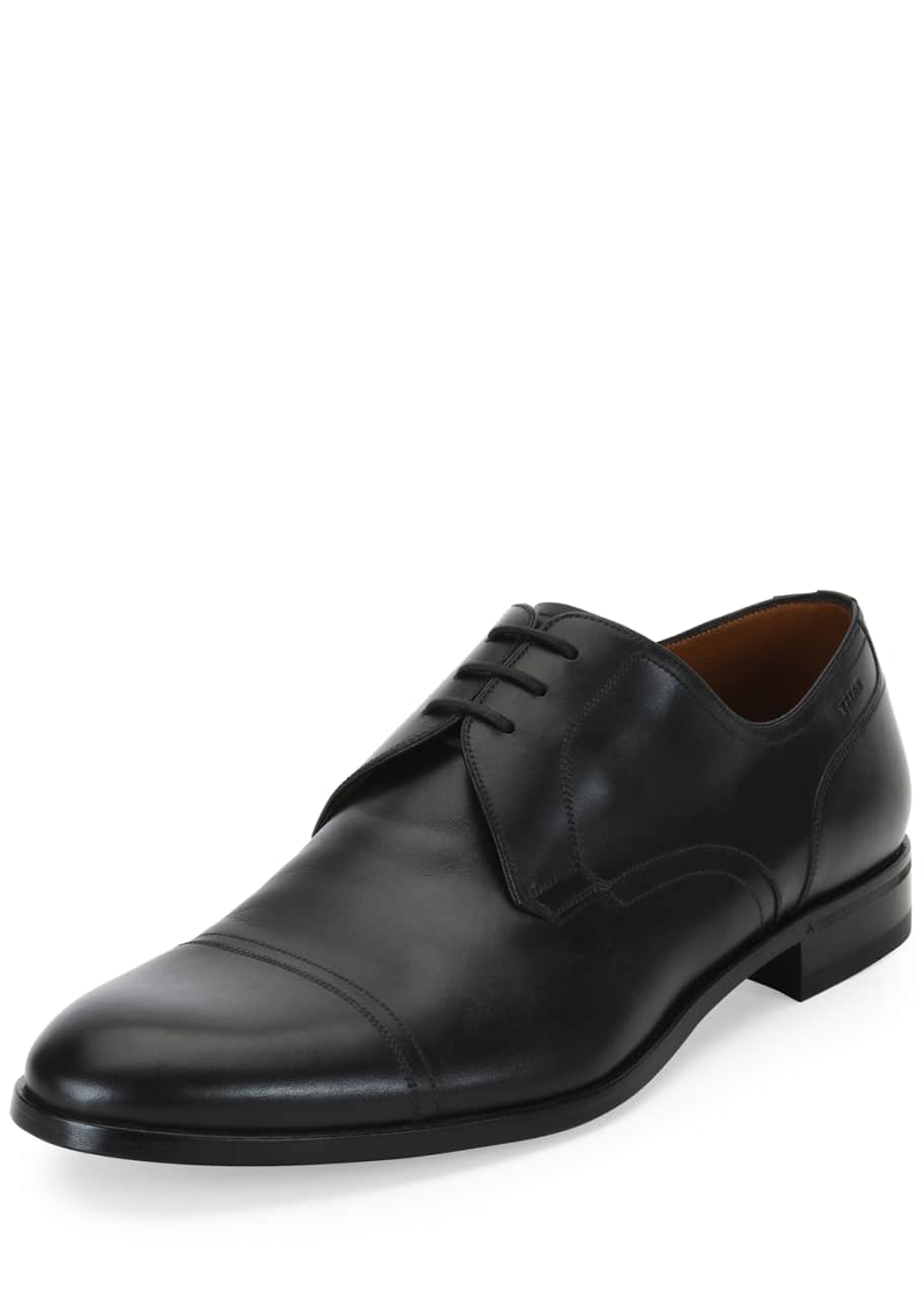 Bally Bruxelles Leather CapToe Dress Shoe, Black Bergdorf Goodman