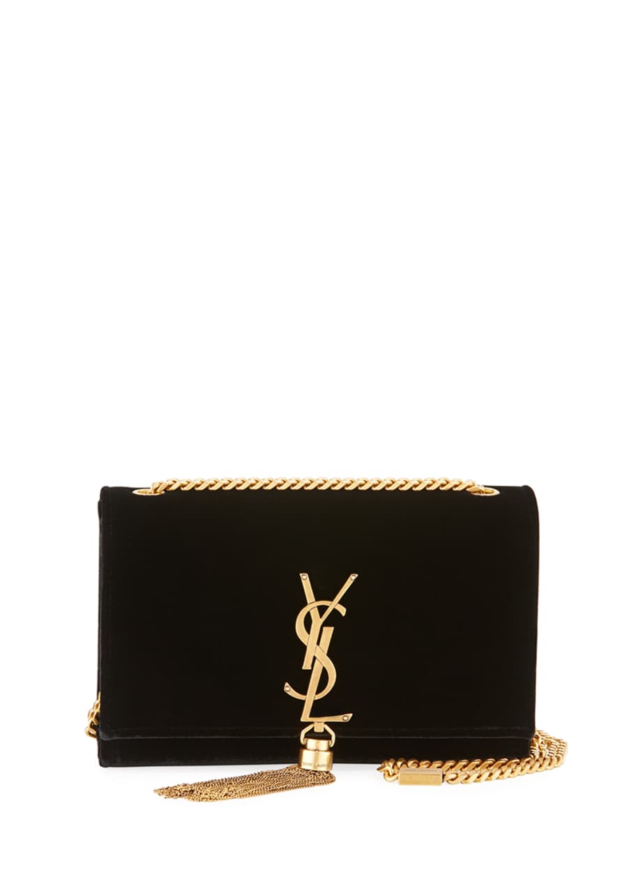 Saint Laurent Black Velvet Kate Tassel Bag - BOPF