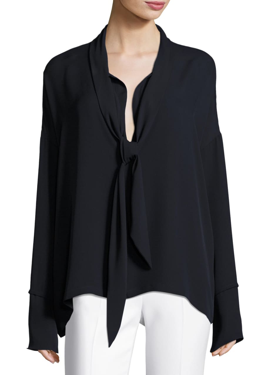 Theory Classic Georgette Scarf Shirt Blouse - Bergdorf Goodman