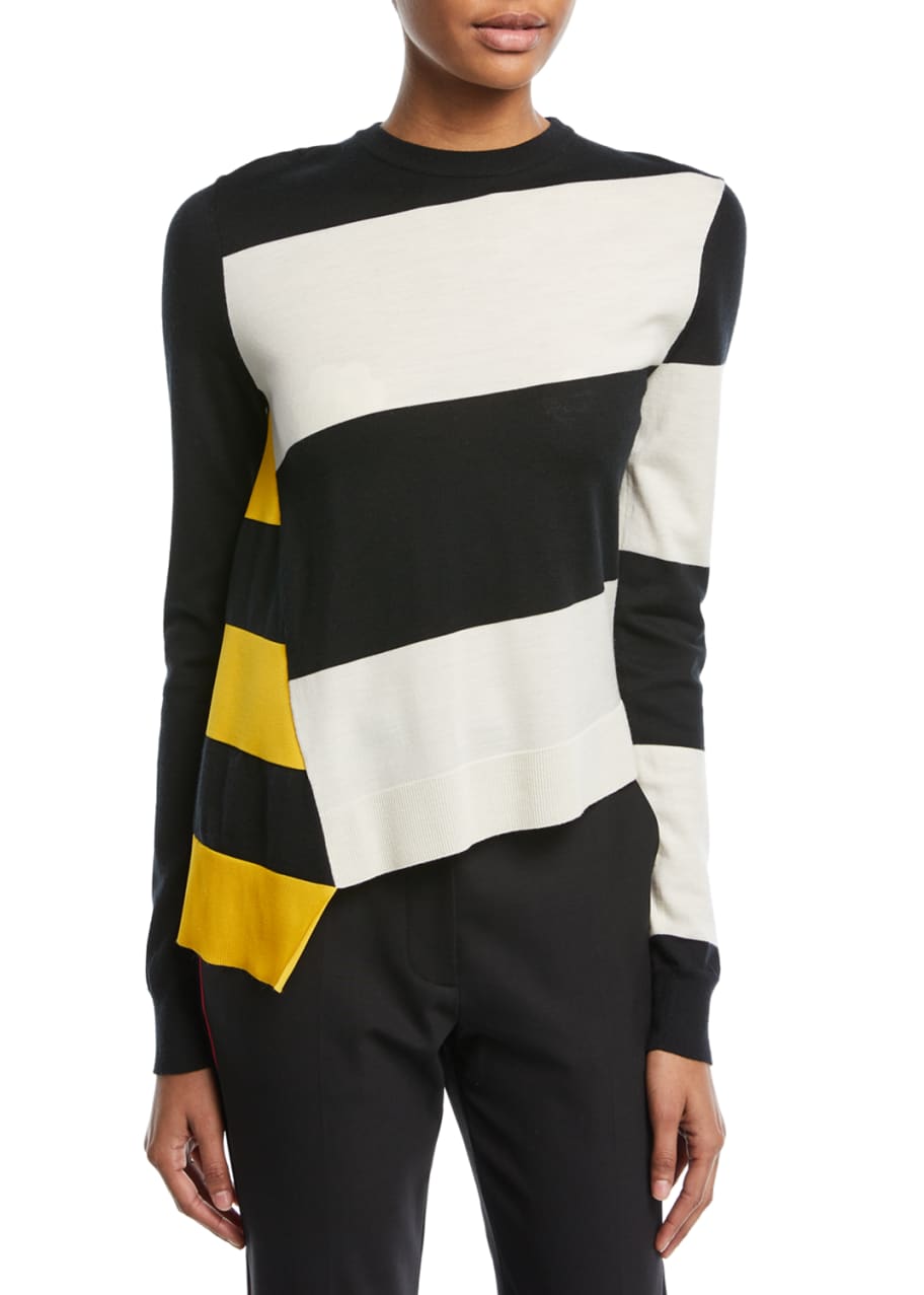CALVIN KLEIN 205W39NYC Asymmetric Colorblock Stripe Sweater - Bergdorf  Goodman