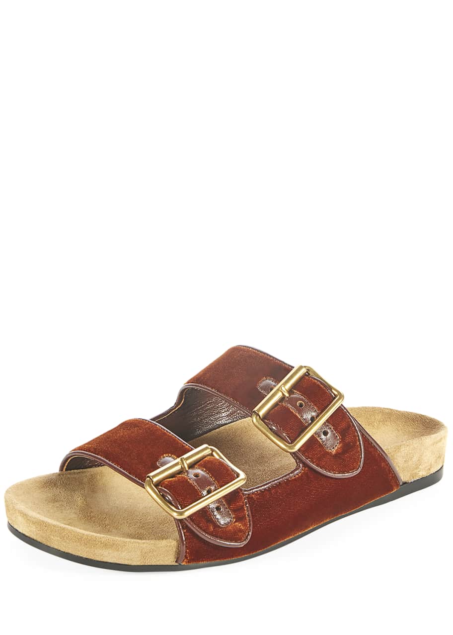 Velvet slide sandals discount