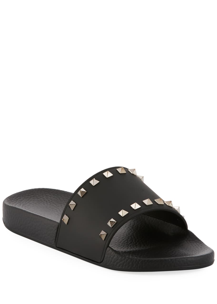 Valentino Garavani Rockstud Vinyl Pool Slide Sandals - Bergdorf Goodman