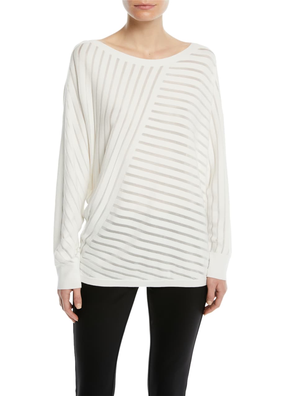 Image 1 of 1: Matte Crepe Directional Striped Sweater