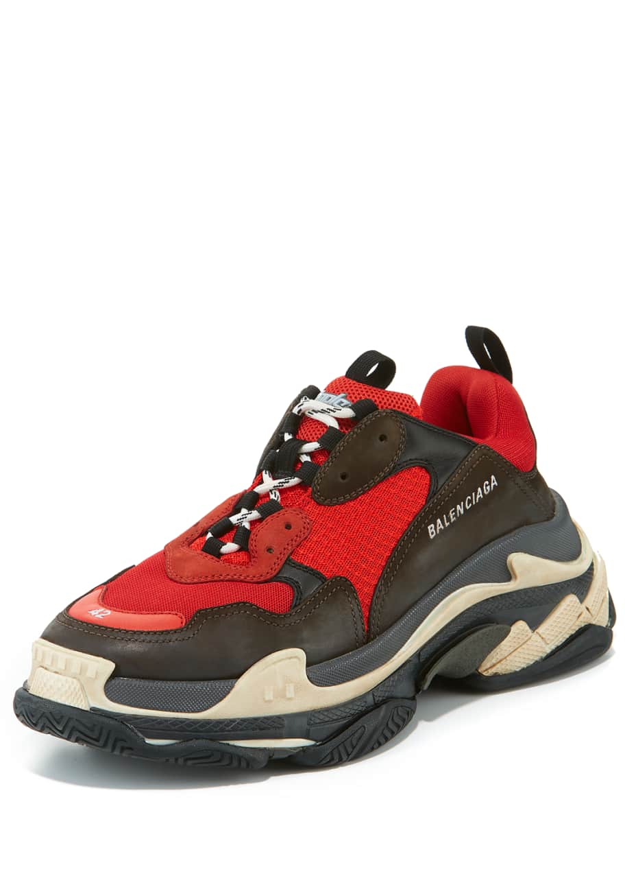 Balenciaga Triple S Men's Black And Red Sneakers New