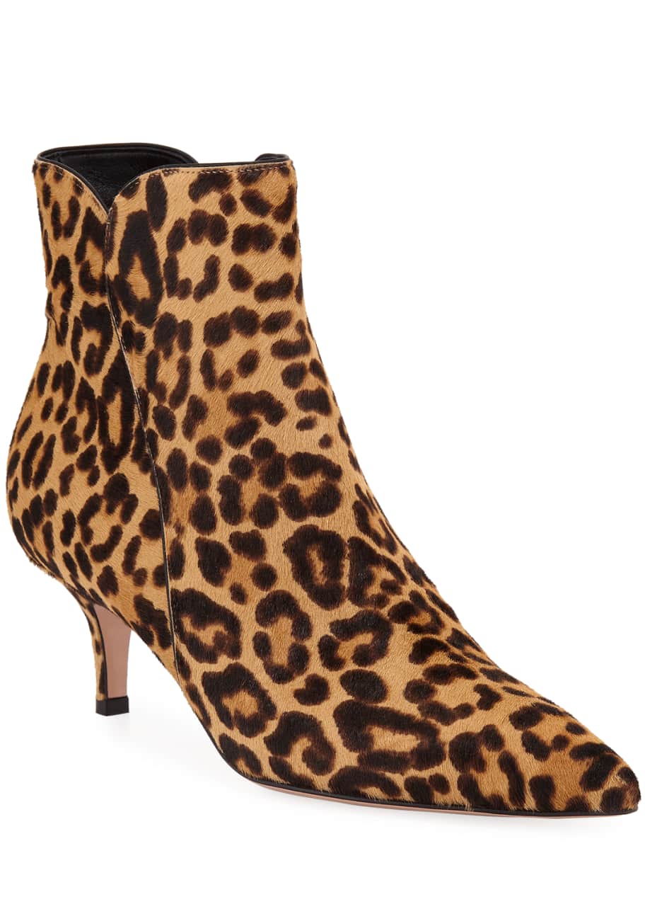 Gianvito Rossi Leopard 55mm Pointed-Toe Booties - Bergdorf Goodman