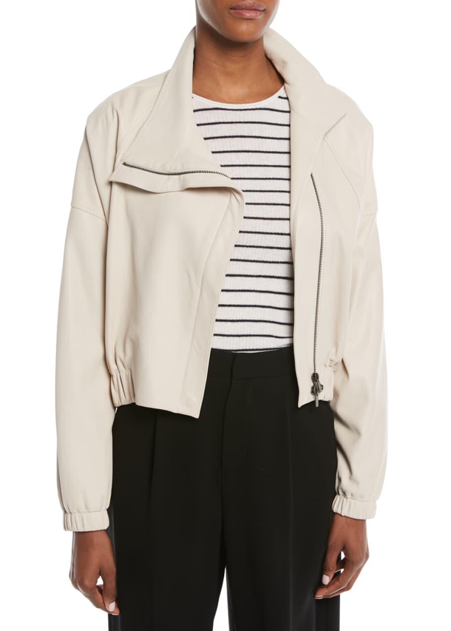 Asymmetric Leather Moto Jacket