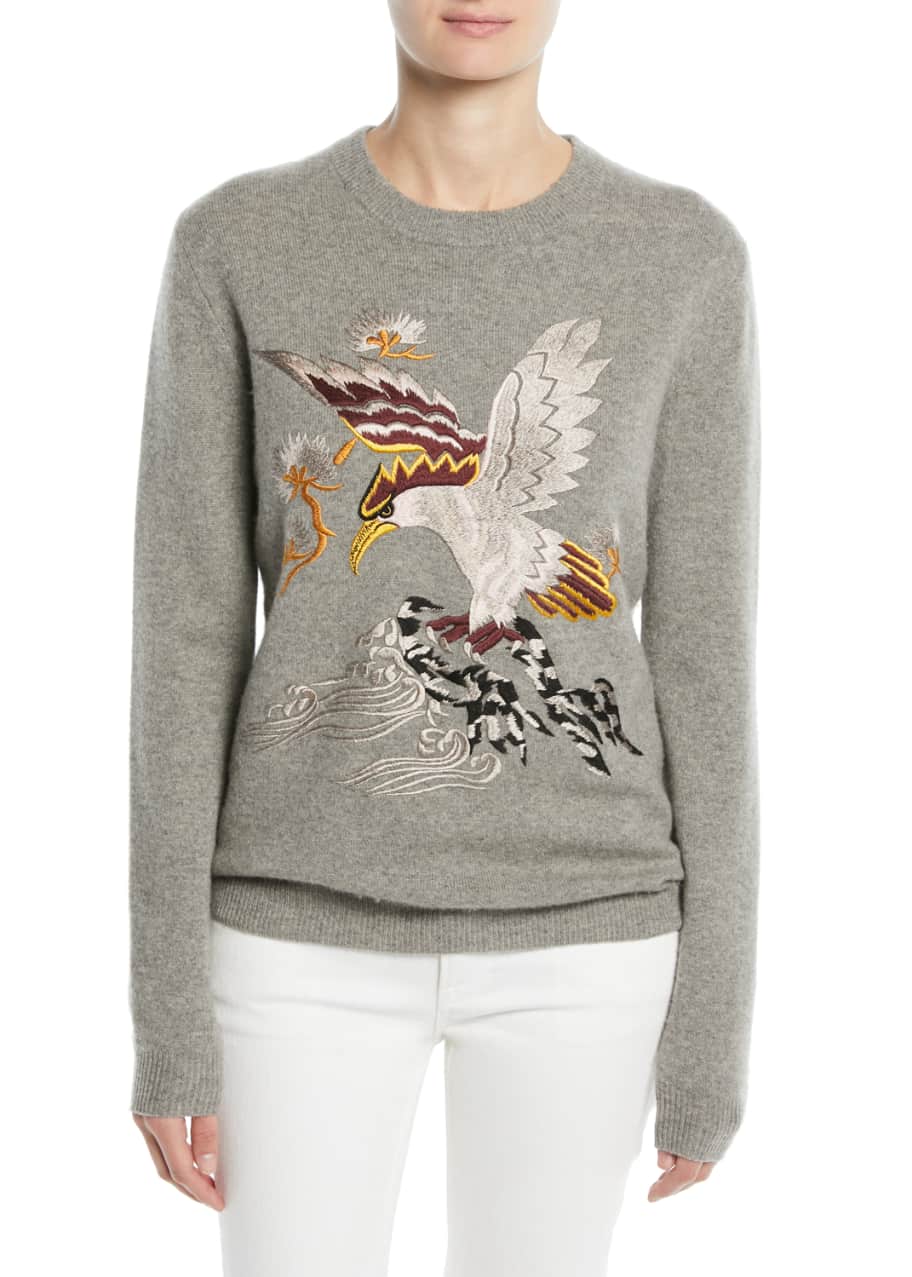 Ralph Lauren Collection Embroidered Eagle Long Sleeve Cashmere