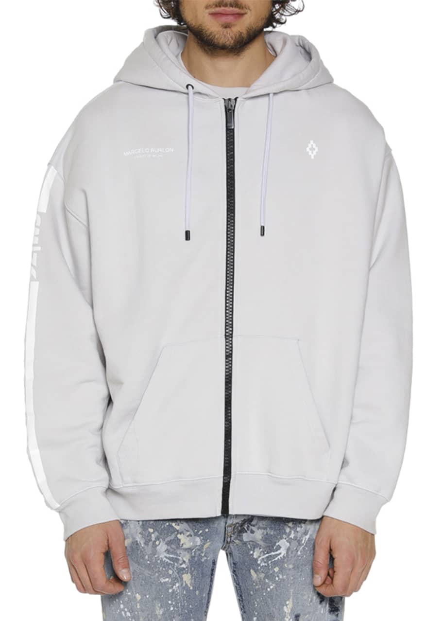 Marcelo Burlon WINGS BARCODE ZIPPED HOODIE Bergdorf Goodman