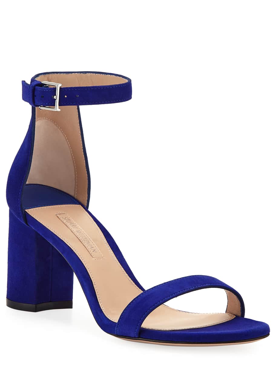 75LESSNUDIST Suede Block Heel City Sandals