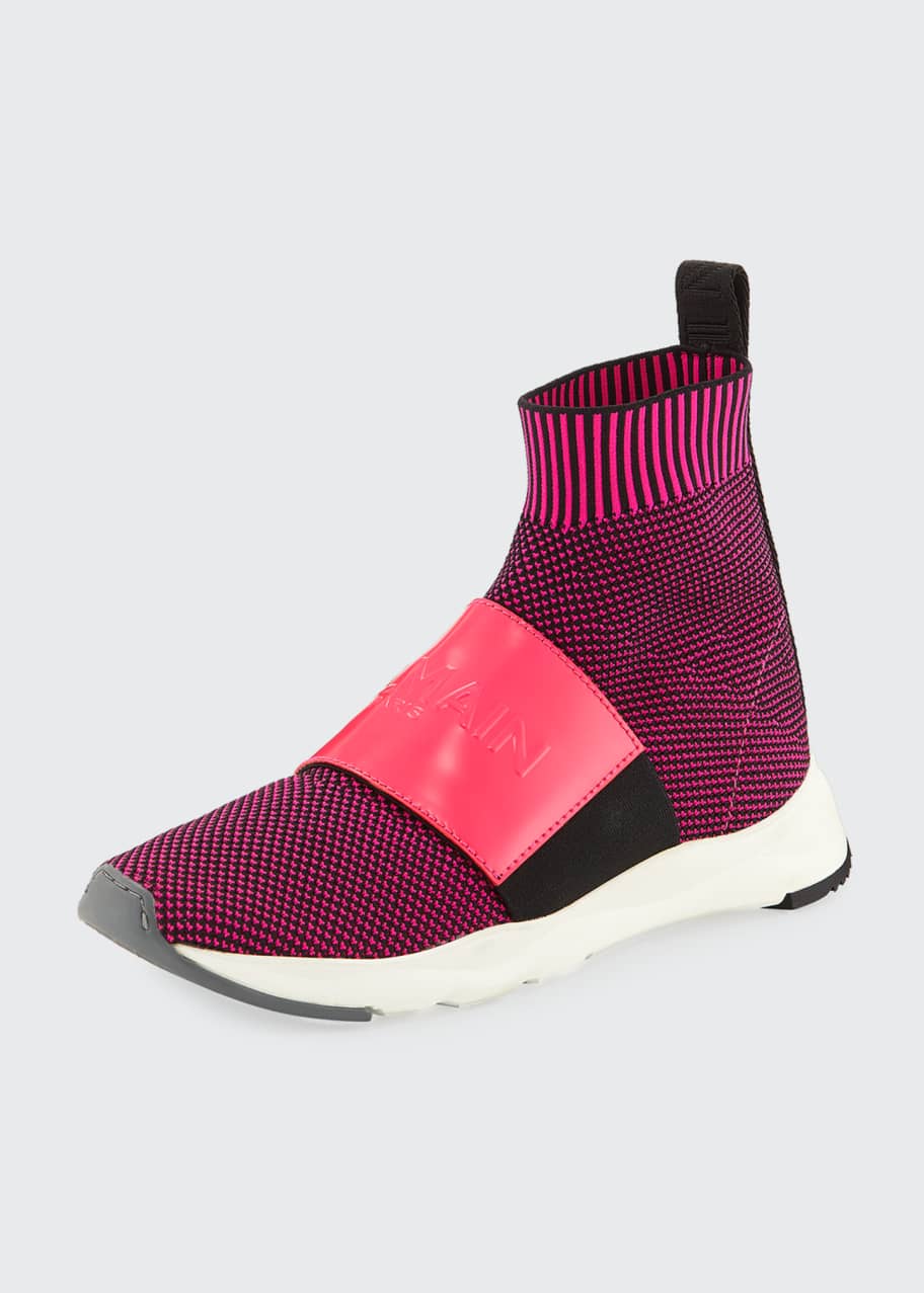 Balmain Cameron Knit Logo-Strap Running Sock Sneakers - Bergdorf Goodman