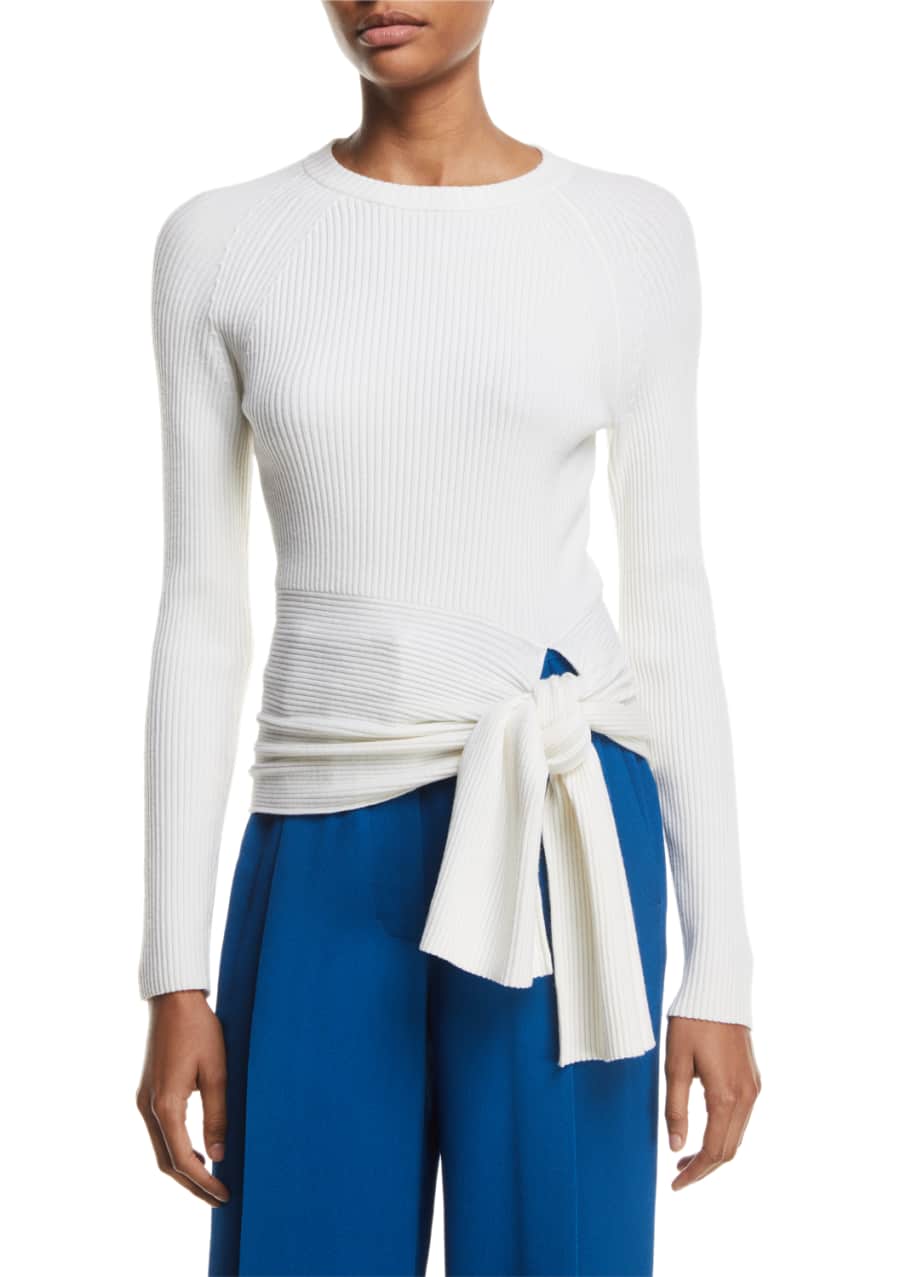 3.1 phillip lim ribbed pullover with waist tie shop
