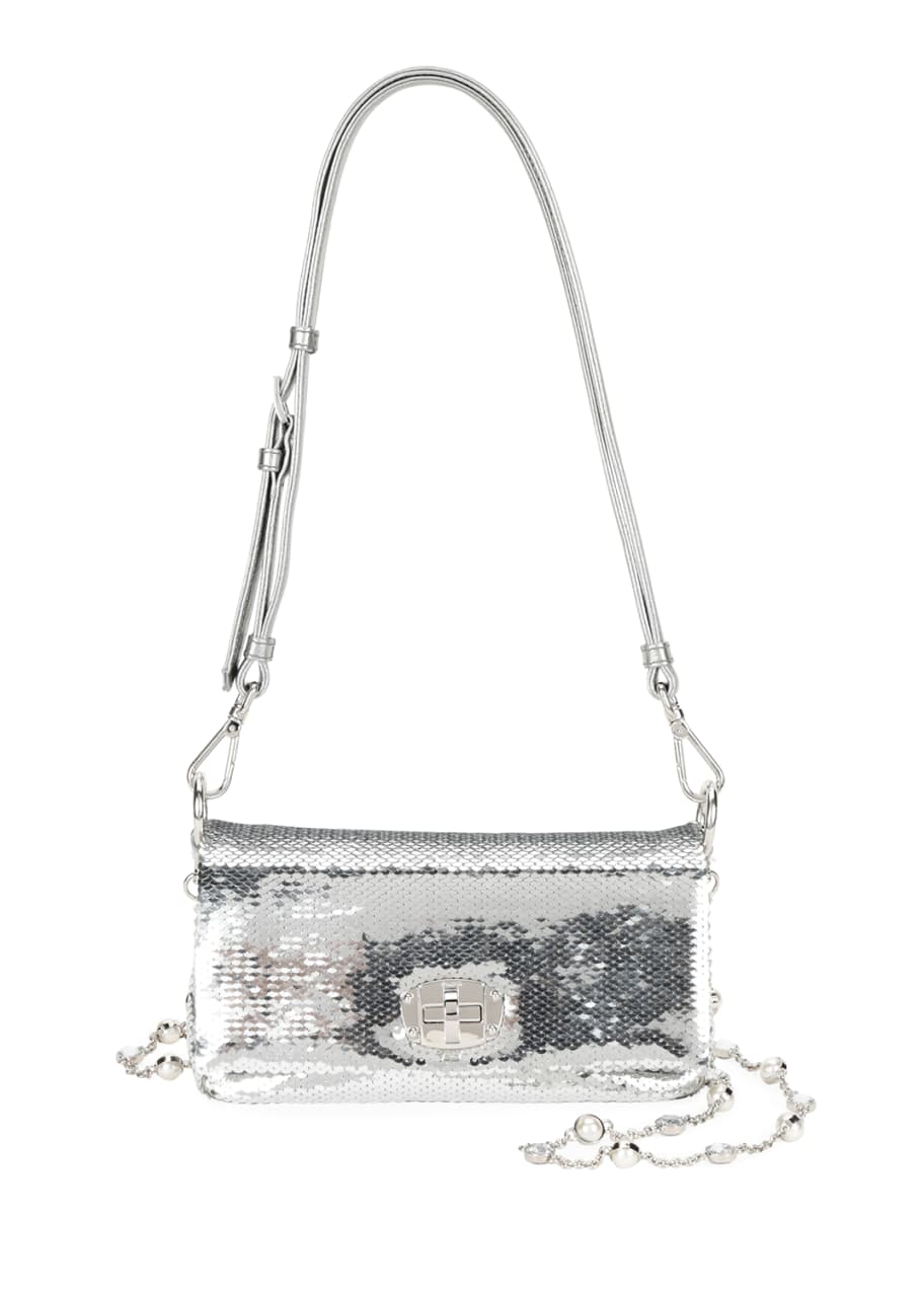 Image 1 of 1: Paillettes Leather Small Crossbody Bag