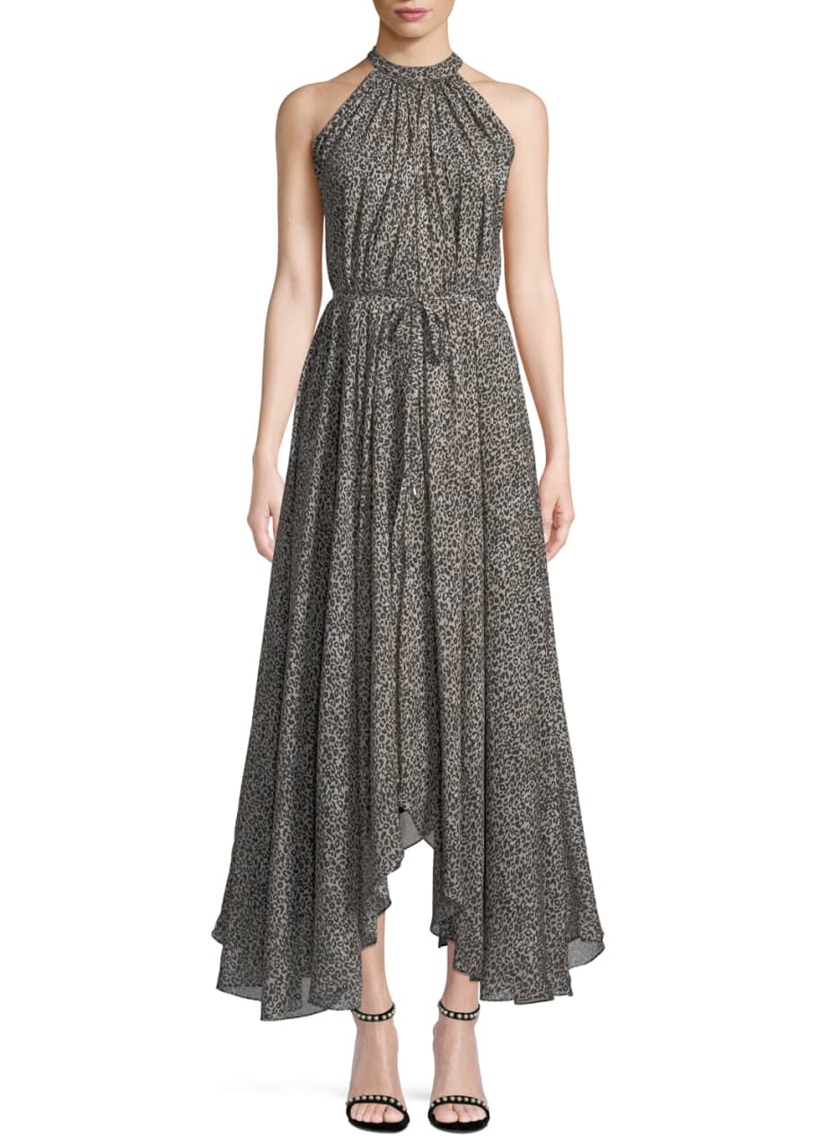 Irina Sleeveless Leopard Print Asymmetric Dress