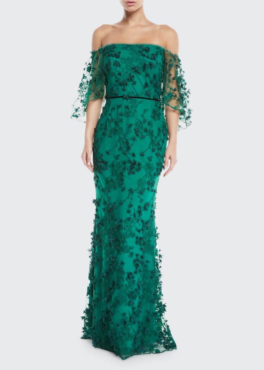 Marchesa notte green lace dress store