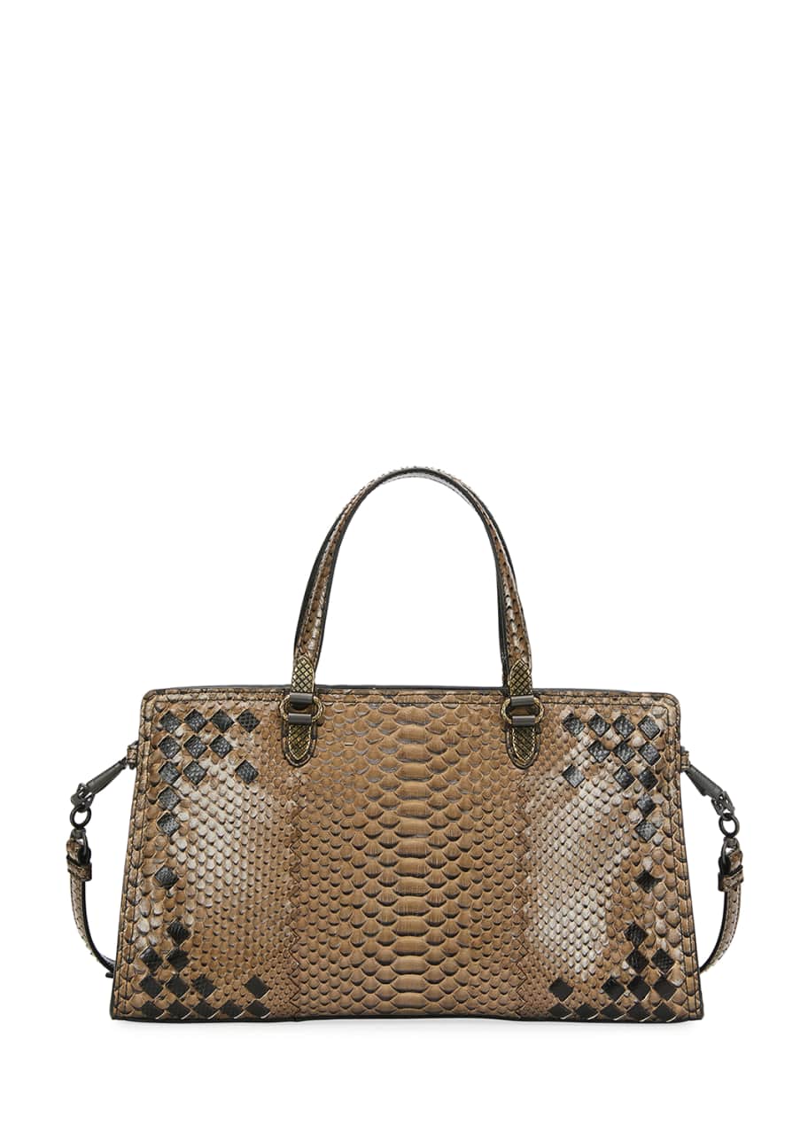 Bicolor Python East West Tote Bag