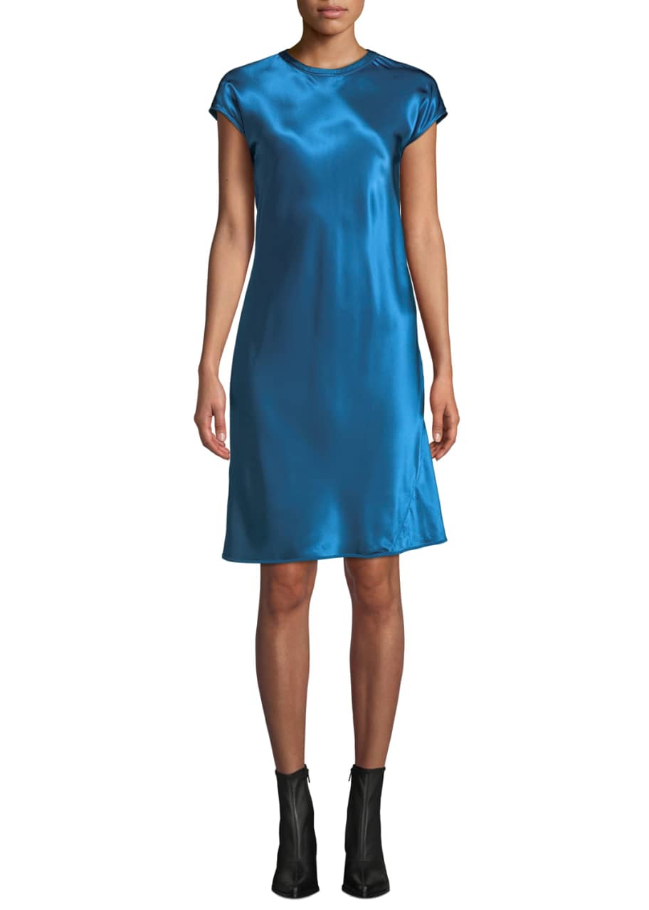 Image 1 of 1: Cap-Sleeve Viscose Short Dress