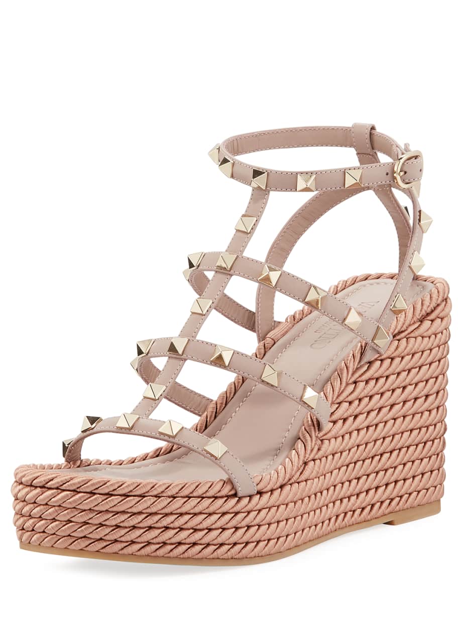Valentino Garavani Rockstud Caged Wedge Sandals Bergdorf Goodman