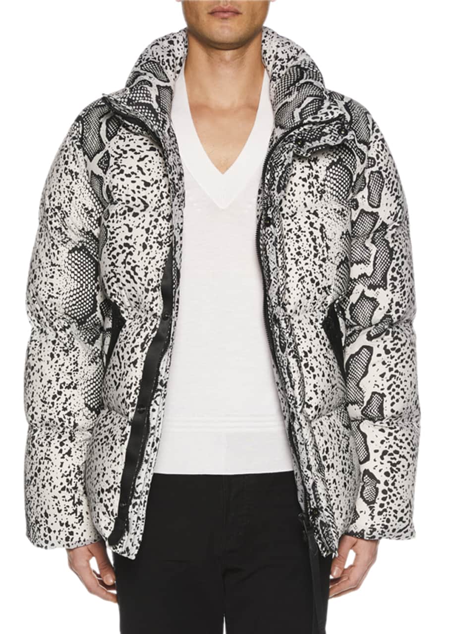 Grey snake print puffer jacket discount