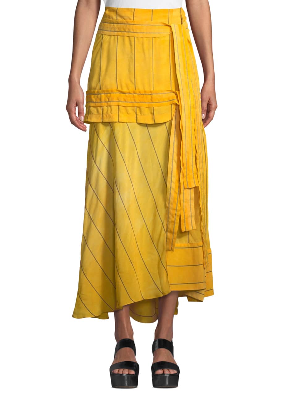 Image 1 of 1: Striped Tie-Front Maxi Skirt