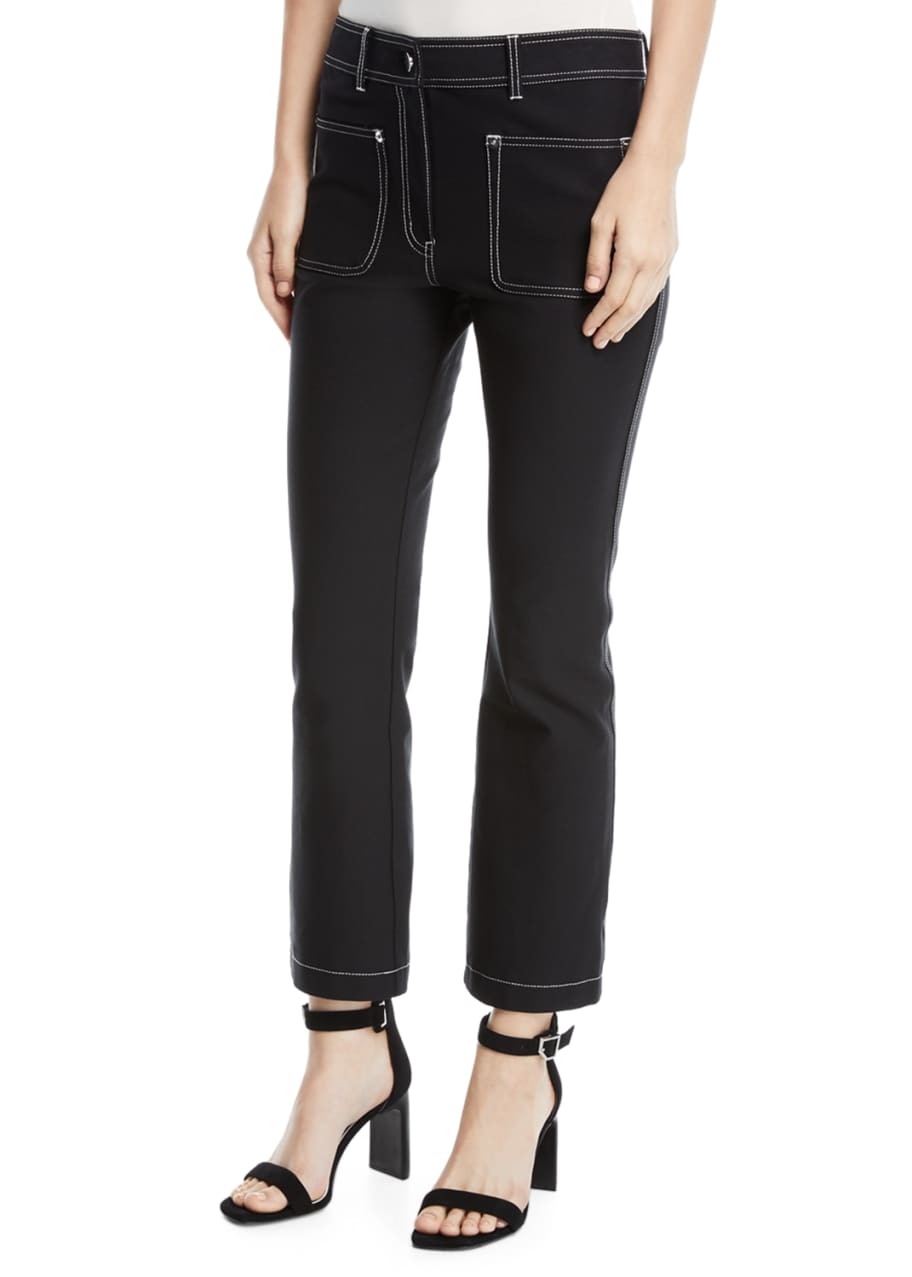 Image 1 of 1: Cropped Patch-Pocket Flare-Leg Trousers